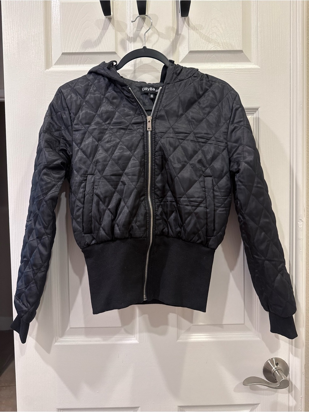 Black Quilted Hooded Puffer Jacket